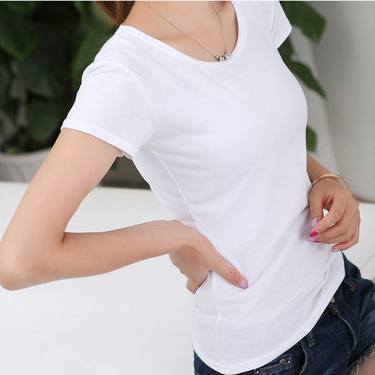 Basic T-Shirt Women Short Sleeve O-Neck Casual Camiseta Feminina Black White Summer Solid Color T Shirt Slim Tee Shirt